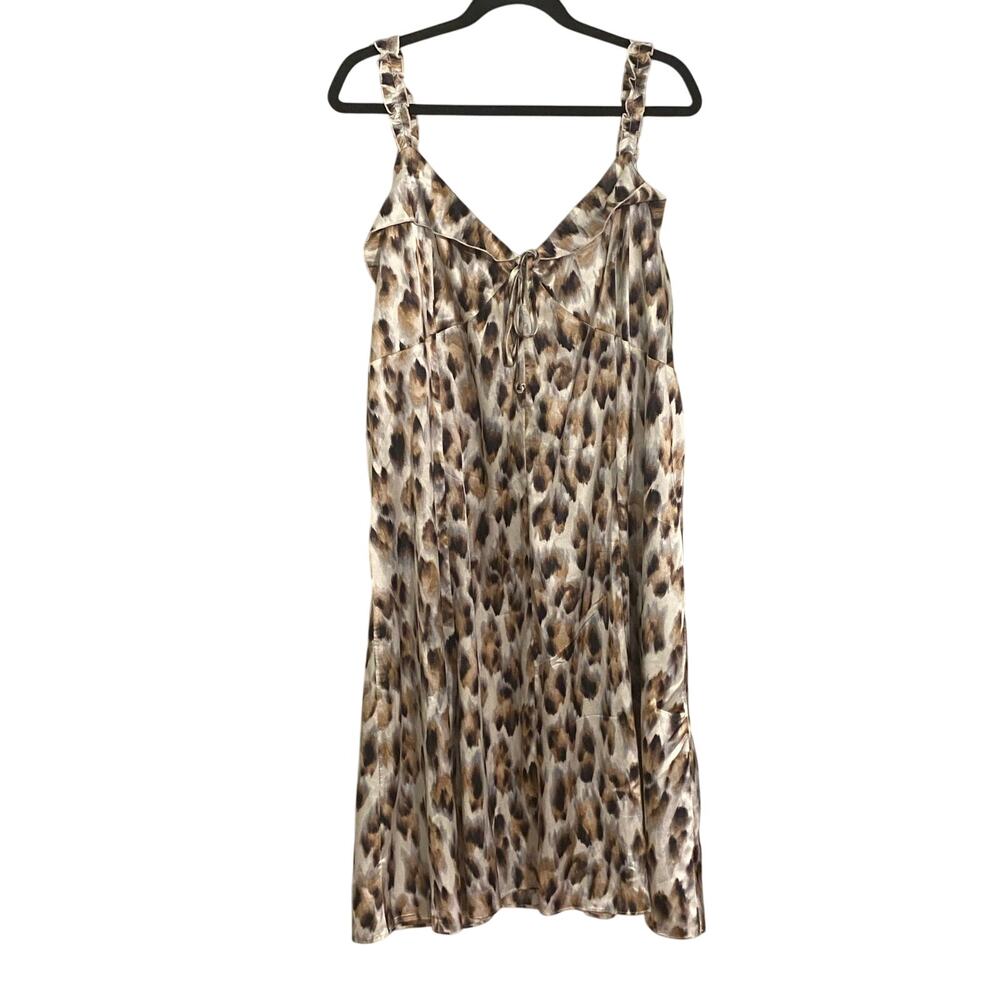Emma & Michele Animal Print Silky Babydoll Dress Ruffle Strap Sze XL Baddie Club